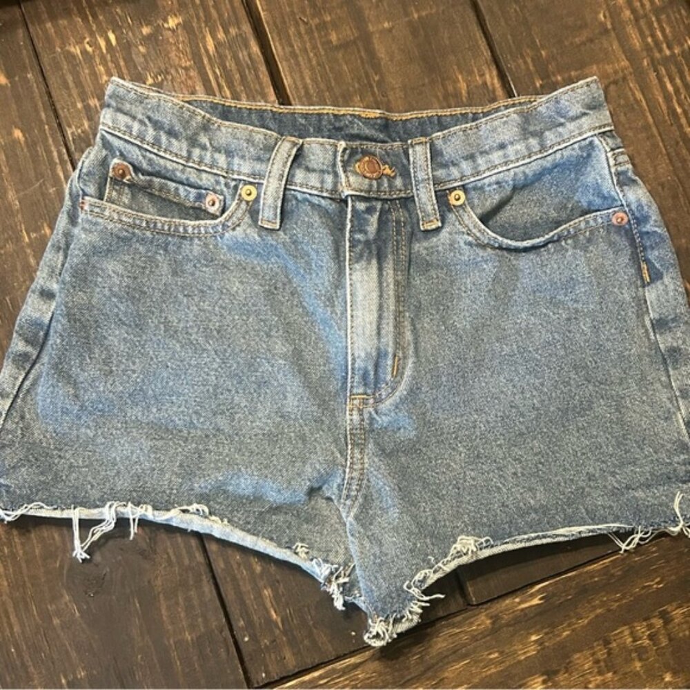 PINK Victoria's Secret Denim Jean Shorts‎ Frayed Hem Light Wash Women's